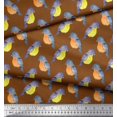 thumbnail image 3 of Soimoi Brown Poly Georgette Fabric American Robin Bird Print Fabric by Yard 42 Inch Wide, 3 of 5