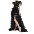 thumbnail image 2 of Fortune Women Tulle Skirt Solid Color Mesh Irregular Floor Length Party Skirt, 2 of 5