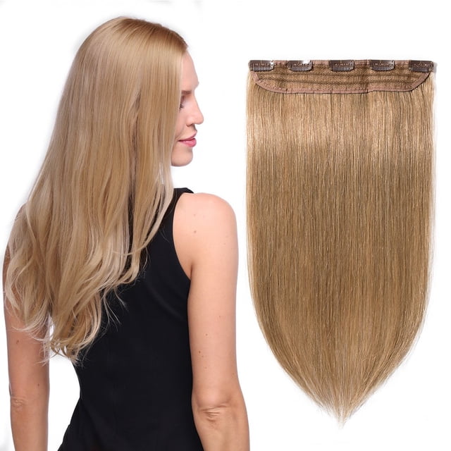 Extensions de Cheveux Humains Remy 100 % à 3/4 Tête Complète à Clip, Lisses et Soyeuses