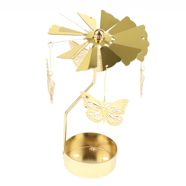 jifeng Glitter Gold Wind Tea Light Candle Holder Christmas Wedding Decor Butterfly