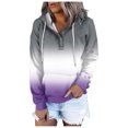 thumbnail image 2 of WEAIXIMIUNG Sweatshirts for Women Trendy Graphic Women's Autumn and Winter Fashionable Street Style Gradually Changing Color Button Collar Pocket Drawstring Casual Sports Hoodie (3), 2 of 5