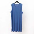 thumbnail image 2 of Floleo Robe de Nuit Sans Manches à Col Rond pour Homme, Douce et Confortable, Tenue d'Intérieur, Coupe Ample, Respirante, Légère, Peignoir Décontracté, Mode, Vêtement de Nuit (Bleu, 3TG), 2 of 7