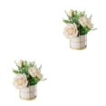 thumbnail image 1 of mmirethe Fake Peony Silk Hydrangea Flower Realistic Appearance Artificial Flowers With Vase Simulation Flower Set Low Maintenance rose white 2Set, 1 of 6