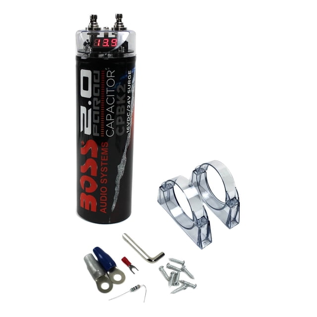 Boss Audio CPBK2 2 Farad Condensateur d'Alimentation Audio Numérique pour Voiture 20 Volts, DEL