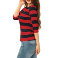 thumbnail image 4 of INSPIRE CHIC T-Shirt à Rayures Ajusté à Encolure Bateau à Manches Mi-Longues pour Femmes Rouge Bleu m, 4 of 6