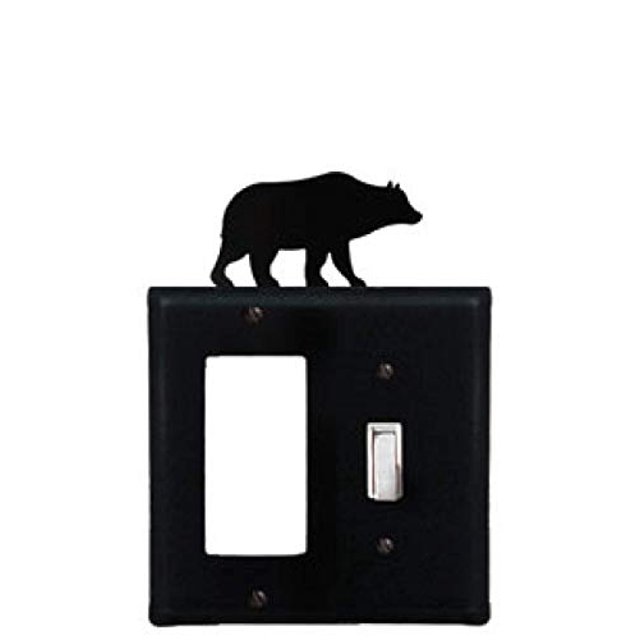 Village Wrought Iron EGS-14 8 Inch Bear - Single GFI and Switch Cover, Black