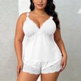 thumbnail image 3 of Jovati Ensembles de Vêtements de Nuit pour Femmes, Camisole en Dentelle à Bretelles Spaghetti à Col en V avec Shorts en Satin Assortis, Coupe Décontractée, Fermeture à Enfiler, Tissu à Séchage Rapide, Tenue d'Intérieur pour Toutes les Saisons, 3 of 9