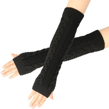 RXIRUCGD Gants d'Hiver avec Trou pour le Pouce Chauffe-Bras pour Femmes, Gants Sans Doigts en Tricot à Manches Longues Extensibles