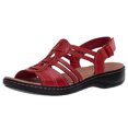 thumbnail image 1 of Liquidation d'Économies d'Été! PEZHADA Sandales pour Femmes, Sandales à Semelle Compensée pour Femmes, Sandales Mode pour Dames à Talon Compensé Confortables à Bout Rond avec Boucle, Sandales Décontractées Rouges, 1 of 4