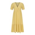 thumbnail image 4 of Lenago Robes Décontractées d'Été Grande Taille pour Femmes Mode Col en V Manches Courtes Amples Robe Mi-Mollet Robe Longue Évasée Robe de Fête Plage en Liquidation, 4 of 8