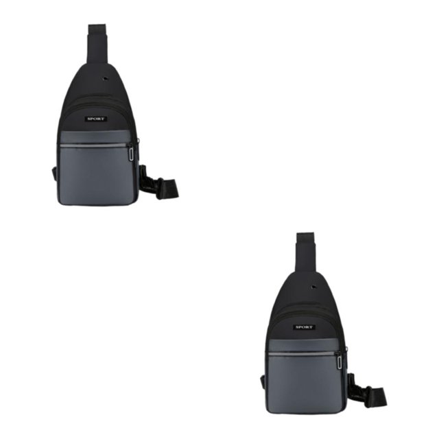 kurtrusly Hands Free No Burden Outdoors Chest Bag Soft Polyster Large Capacity Easy To Carry Chest Bag For Men grey 2Set