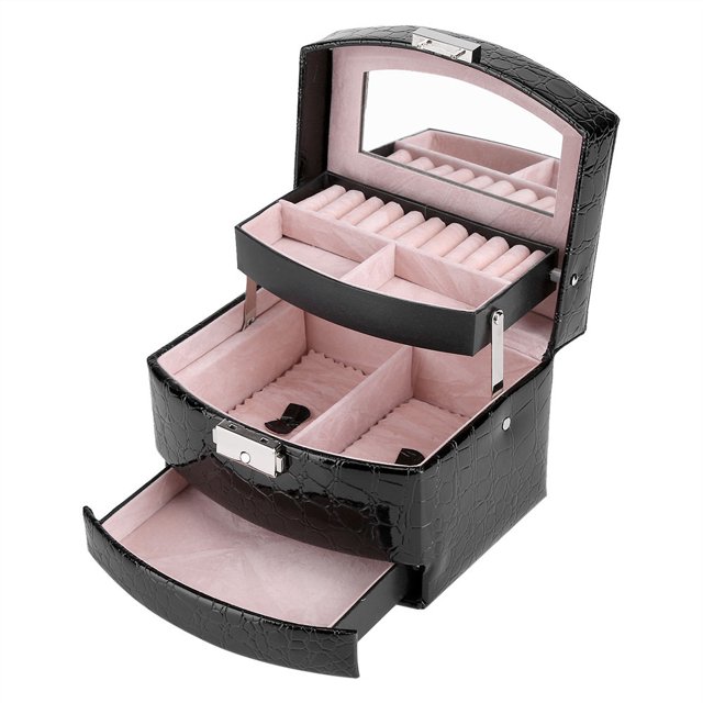 LHCER 3 Layers Jewelry Necklace Ring Storage Box Case Lady Gift Home Supplies , Jewelry Storage Box,Jewelry Box