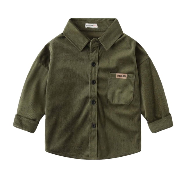 Yuyuzo Boys Toddler Clothes Long Sleeve Lapel Collared Button down Shirts Baby Fall Solid Color Jackets with Pockets
