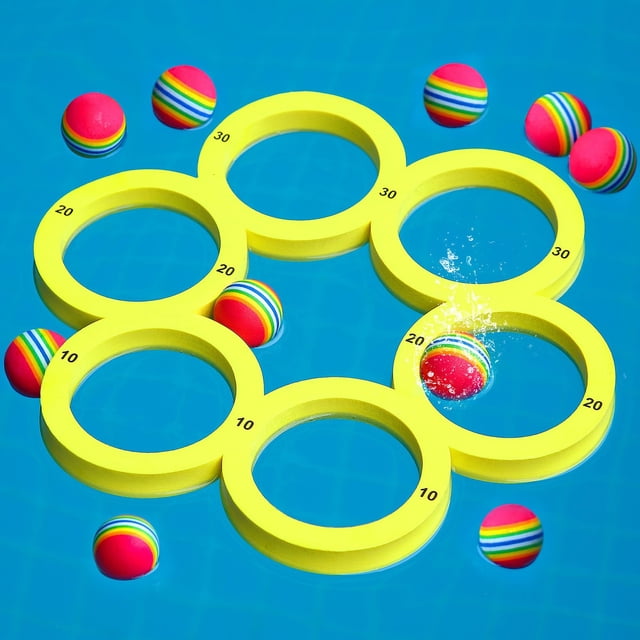 WHEANG Pool Game With Score Combo Pool Floats With 10 Colorful Tossing Toss Game Swimming Toys Accessories For Family Par Dive Rings