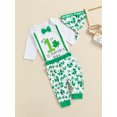 thumbnail image 3 of Honganda Infant Boy Outfit Letter Four-leaf Clover Long Sleeve Romper Pant Hat, 3 of 8