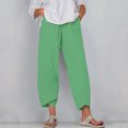 thumbnail image 2 of Timegard Plus Size Pants for Women Elastic Waist Solid Color Comfy Fall Casual Crop Pants with Pockets, 2 of 5