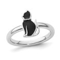 thumbnail image 1 of Bague de Chat en Argent Sterling Émaillée Noire, 1 of 4