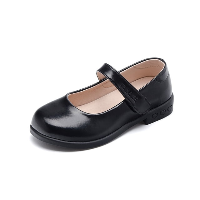 MIASHUI Ballerines Mary Jane pour Filles, Chaussures de Robe d'Uniforme Scolaire Confortables, Noir, 6-7 Ans