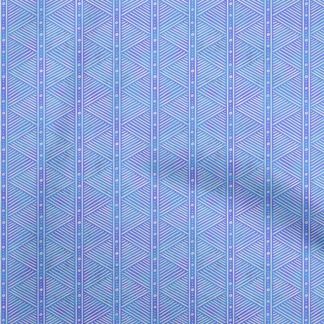 oneOone Tissu Velours Bleu Moyen Lignes Géométriques Matériel de Robe Tissu Imprimé Tissu au Mètre 58 Pouces de Large