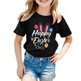 thumbnail image 1 of PMVFHDE Tenue de Pâques Fille T-Shirt Graphique de Pâques / Imprimé Lapin et Oeuf Manches Courtes Col Ras du Cou / T-Shirt de Fête en Coton Doux pour Tout-Petit / Tenue Décontractée Printemps Été Noir, 3-4 Ans, 1 of 4