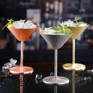 1Pcs Stainless Steel Martini Glass, 240ml Metal Cocktail Glasses Silver