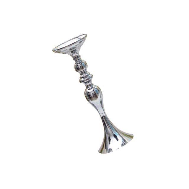 facefd Long Stand Metal Candle Tea Light Holder Candlestick Flower Vase Silver-M