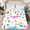thumbnail image 2 of YST Lizard Sheets Cartoon Animal Full Sheet Set For Girls Kids Cute Flower Animal Bed Sheets Set, Wild Reptiles Flat Fitted Sheet Botanical Flower Pattern 3D Bedding Set With 2 Pillowcases, 2 of 5