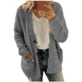 thumbnail image 1 of LSLJS Cardigan à Boutons pour Femmes Grande Taille à Manches Longues Ouvert à l'Avant Chandail Manteau en Peluche, 1 of 5