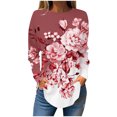 thumbnail image 2 of DPTALR Womens Round Neck Printing Fall Blouses Smocked Long Sleeve Shirts Tops, 2 of 5