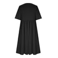 thumbnail image 4 of Robe Longue d'Été pour Femmes en Coton et Lin Grande Taille, Col Ras du Cou, Décontractée, Ample, Tunique, Robe T-Shirt, Robe de Printemps avec Poches, 4 of 6
