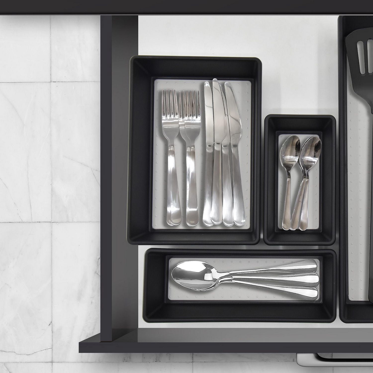 Organisateur de tiroir de placard Mainstays en plastique noir antidérapant,  3,75" x 6,75", pour gadgets de cuisine, 1 Pièce