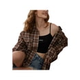 thumbnail image 2 of Women Plaid Flannel Shirt Jacket Button Down Lapel Long Sleeve Shirts Blouse Shacket Cardigan Coats Fall Spring Clothes, 2 of 7