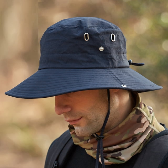 Harpily Mens Summer Outdoor Sun Protection Breathable Fisherman Cap Foldable Bucket Hat