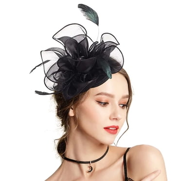 Baberdicy Hair Clips Women's Solid Mesh Headdress Hair Accessories Fascinators Hats for Women Black