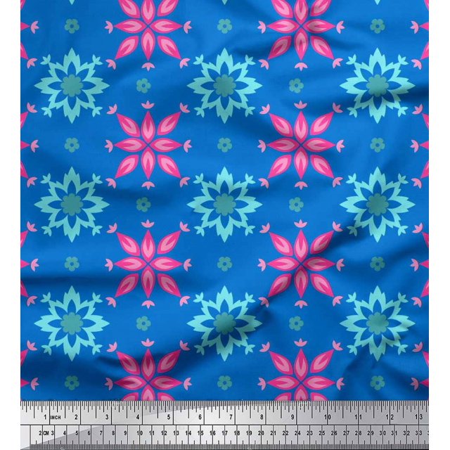 Soimoi Poly Georgette Fabric Artistic Floral Print Fabric by the Yard 42 Inch Wide