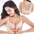 thumbnail image 2 of Womens Solid Bra Wire Free Underwear Front Closure Butterfly Backless Bra, 2 of 9
