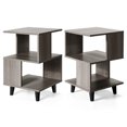 thumbnail image 1 of Gymax 2 PCS Nightstand Set Modern Side End Table Storage Shelf Grey, 1 of 10