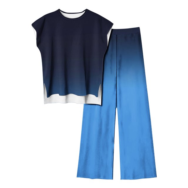 Blouses pour Femmes Mode Décontractée Sans Manches devant Dos Court Ensemble Haut et Pantalon