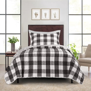 Mainstays All in One Lightweight Quilt Set and Sheet Set -5 Piece, Twin/XL, Buffalo Check