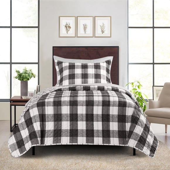 Mainstays Ensemble courtepointe et drap-housse légers tout-en-un - 5pièces, 1 PL/XL, Buffalo Check