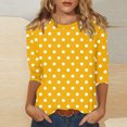 thumbnail image 2 of Lenpel T-Shirts pour Femmes Grande Taille Décontractés à Manches 3/4, Col Ras du Cou, T-Shirts Imprimés, Hauts, Tuniques de Printemps Été, 2 of 5