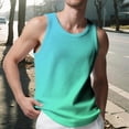 thumbnail image 2 of Sentmoon Mens Tank Tops Summer Sleeveless Crew Neck Muscle Shirts for Men Gradient Color Loose Fit Plus Size Bodybuilding Workout Clothes Beach for Casual Streetwear Mint Green L, 2 of 8