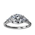 thumbnail image 1 of 1.00 Carat Excellent Round Cut Real Diamond New Design Three Stone Ring for Wedding Solid 18K White Gold Size 11, 1 of 8