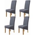 thumbnail image 1 of Large Size High Back Thicker Plush Dining Chair Covers Set of 6, Elastic Kitchen Chair Slipcovers Removable Nonslip for Hotel Dining Room Ceremony Banquet Wedding Party, 1 of 11