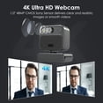 thumbnail image 2 of 4K Webcam with 2 Microphones Zoom Remote Focus EPTZ Webcamera for PC Laptop Conference Video Streaming USB Web Cam Compatible for Switch 2 Vizolink, 2 of 13