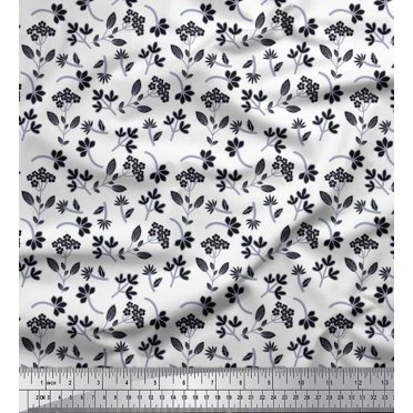 Soimoi Velvet Fabric Leaves & Floral Artistic Decor Fabric Printed Yard 58 Inch Wide