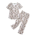 thumbnail image 1 of 2025 Ensemble de Pyjama pour Femmes Court P Ensemble de Pyjama en Satin Haut à Manches Pantalon Capri Robes de Pyjama pour Femmes Tenue de Nuit, 1 of 6