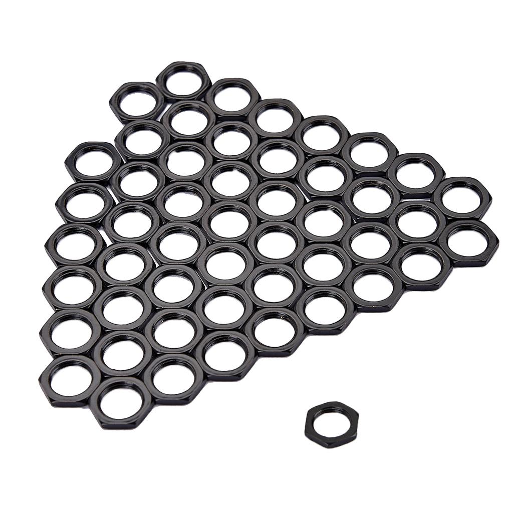 TISHITA 50x Black Guitar Socket Nut Fine Thread Nut for Guitar
