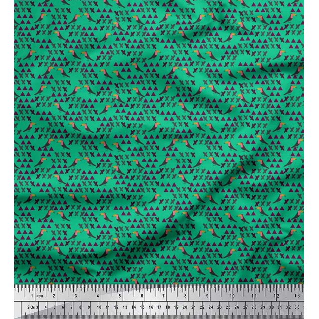 Soimoi Cotton Poplin Fabric Cross Sign,Triangle & Toucan Bird Decor Fabric Printed Yard 42 Inch Wide