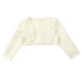 thumbnail image 3 of TSSOE Boléro Shrug à Manches Longues pour Filles, Broderie Florale, Robe de Princesse, Couvre-Robe, Cardigan Court, Champagne 140, 3 of 7